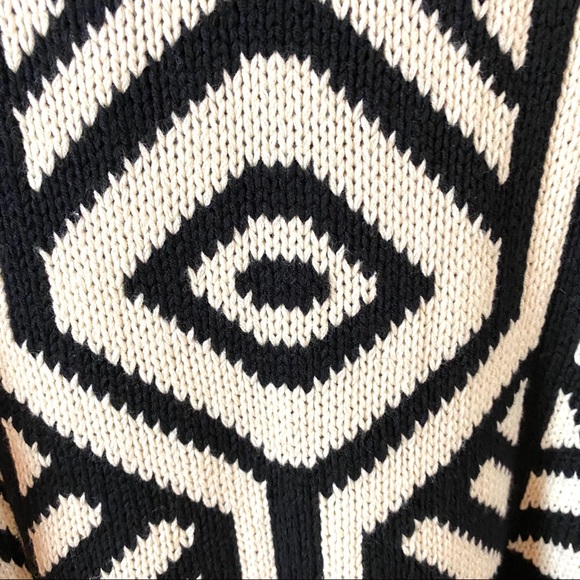 Cliche Black & Ivory Cowl Neck Geo Sweater XS - Picture 5 of 5